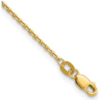 14K Yellow Gold 10" Diamond-Cut Round Open Link Cable Anklet with Lobster Clasp by Oro Pregiato