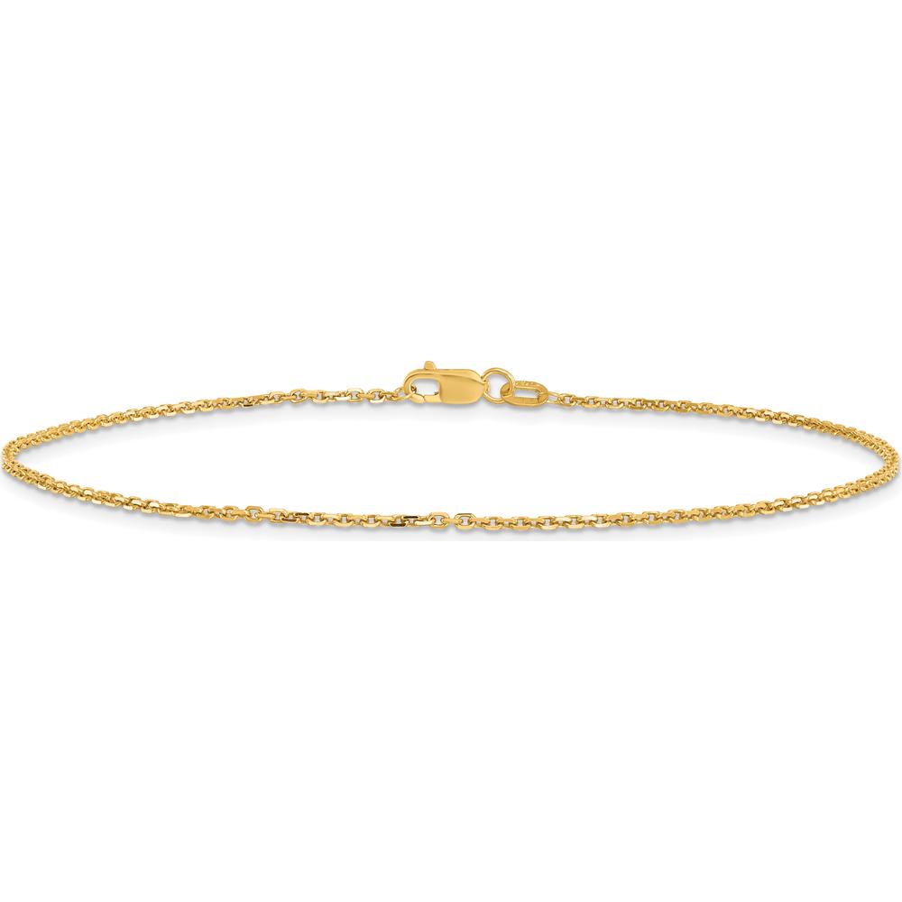 14K Yellow Gold 10" Diamond-Cut Round Open Link Cable Anklet with Lobster Clasp by Oro Pregiato