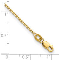 14K Yellow Gold 10" Diamond-Cut Round Open Link Cable Anklet with Lobster Clasp by Oro Pregiato