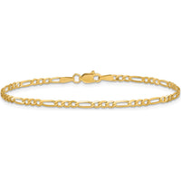 14K Yellow Gold 10" Flat Figaro Anklet with Lobster Clasp - 2.25mm Chain Width by Oro Pregiato