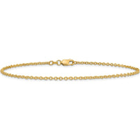 14K Yellow Gold 10" Forzantine Cable Anklet with Lobster Clasp - 1.8mm Width by Oro Pregiato