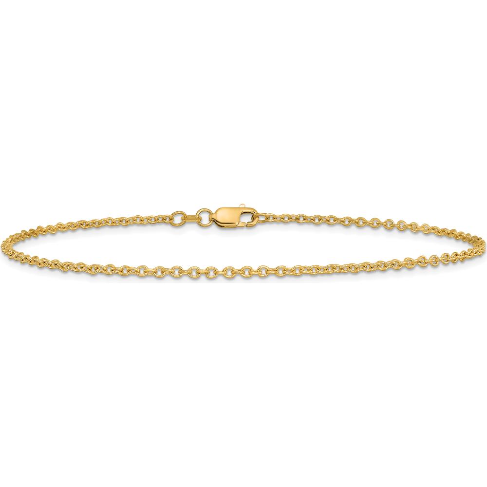 14K Yellow Gold 10" Forzantine Cable Anklet with Lobster Clasp - 1.8mm Width by Oro Pregiato