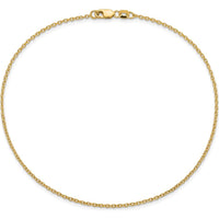 14K Yellow Gold 10" Forzantine Cable Anklet with Lobster Clasp by Oro Pregiato
