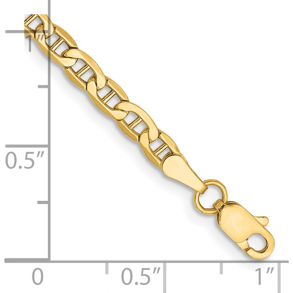 14K Yellow Gold 10-inch Semi-Solid Anchor Chain Anklet with Lobster Clasp by Oro Pregiato