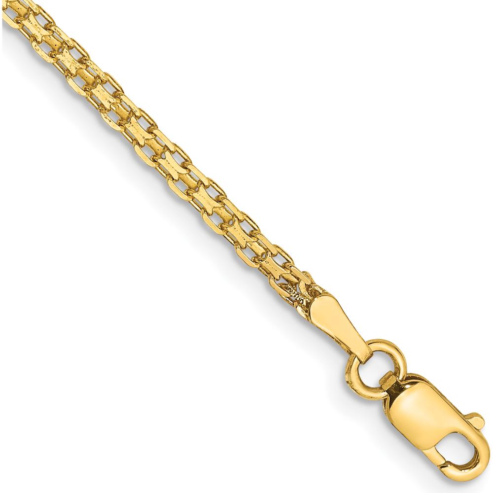 14K Yellow Gold 10" Lightweight Flat Bismark Anklet with Lobster Clasp by Oro Pregiato