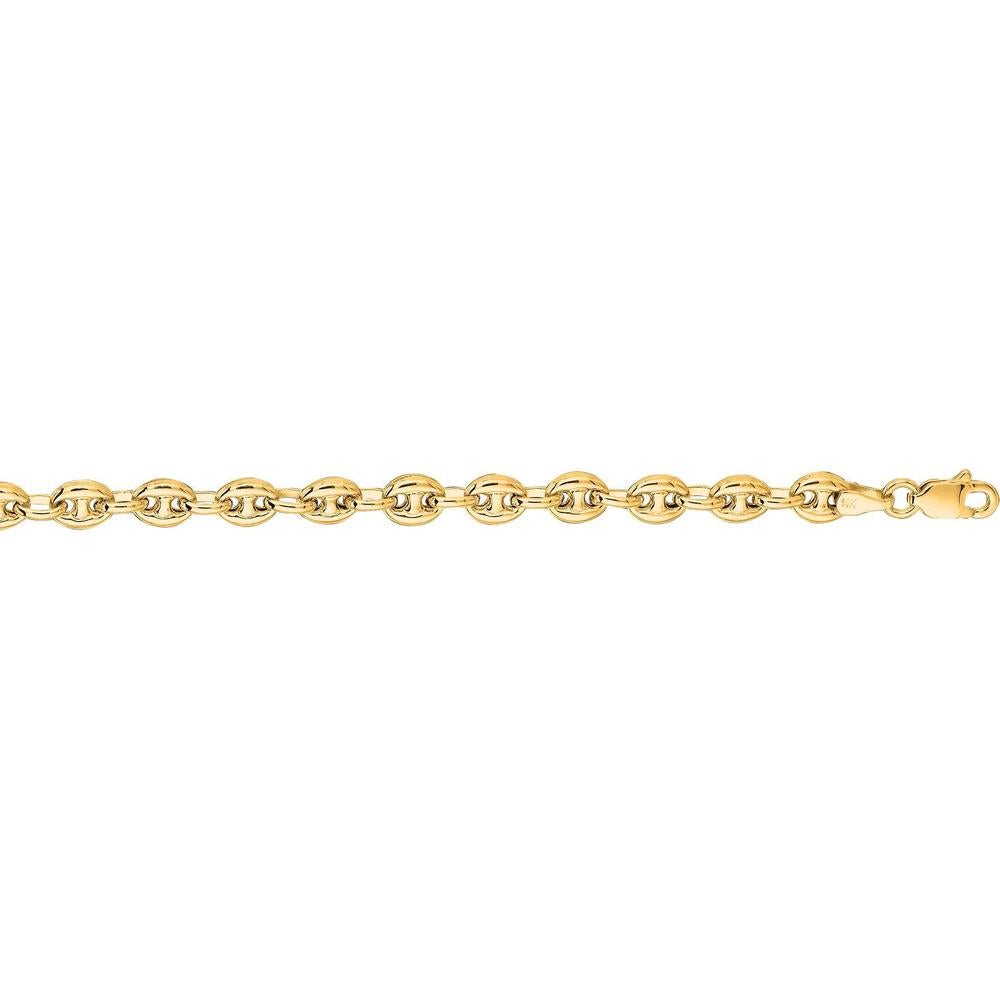 14K Yellow Gold 10" Puffed Mariner Chain Necklace with Polished Finish - 4.7mm Width by Orozza Fine Jewelry