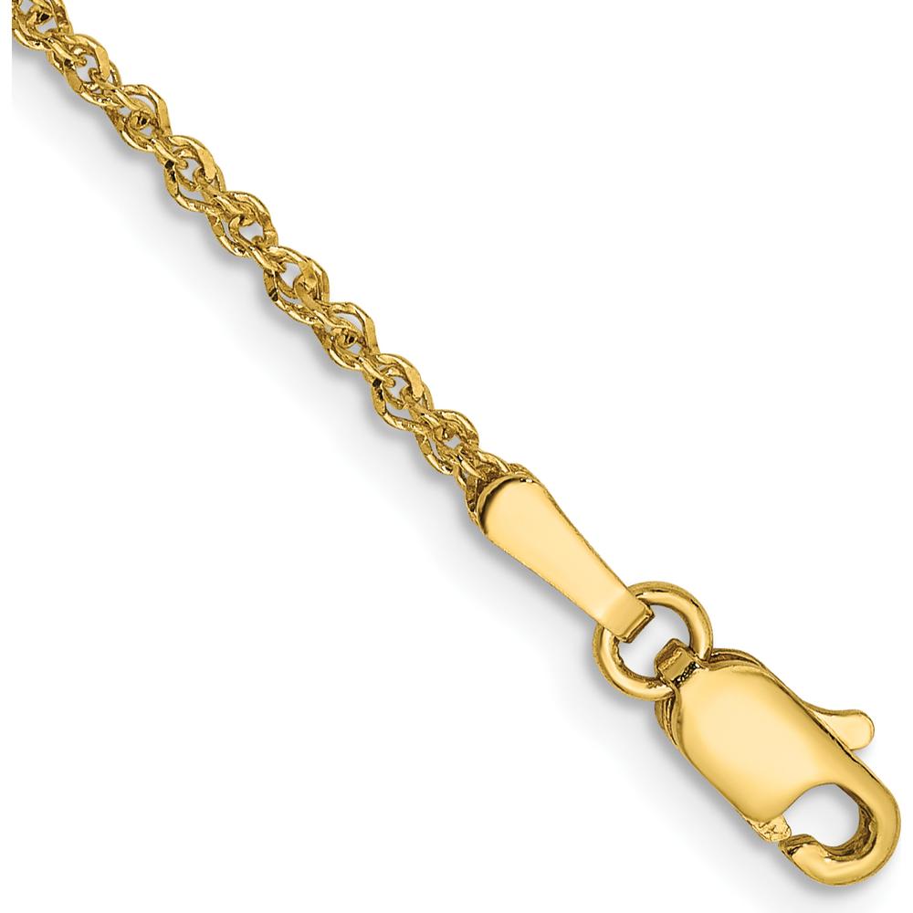14K Yellow Gold 10" Ropa Chain Anklet with Lobster Clasp by 0