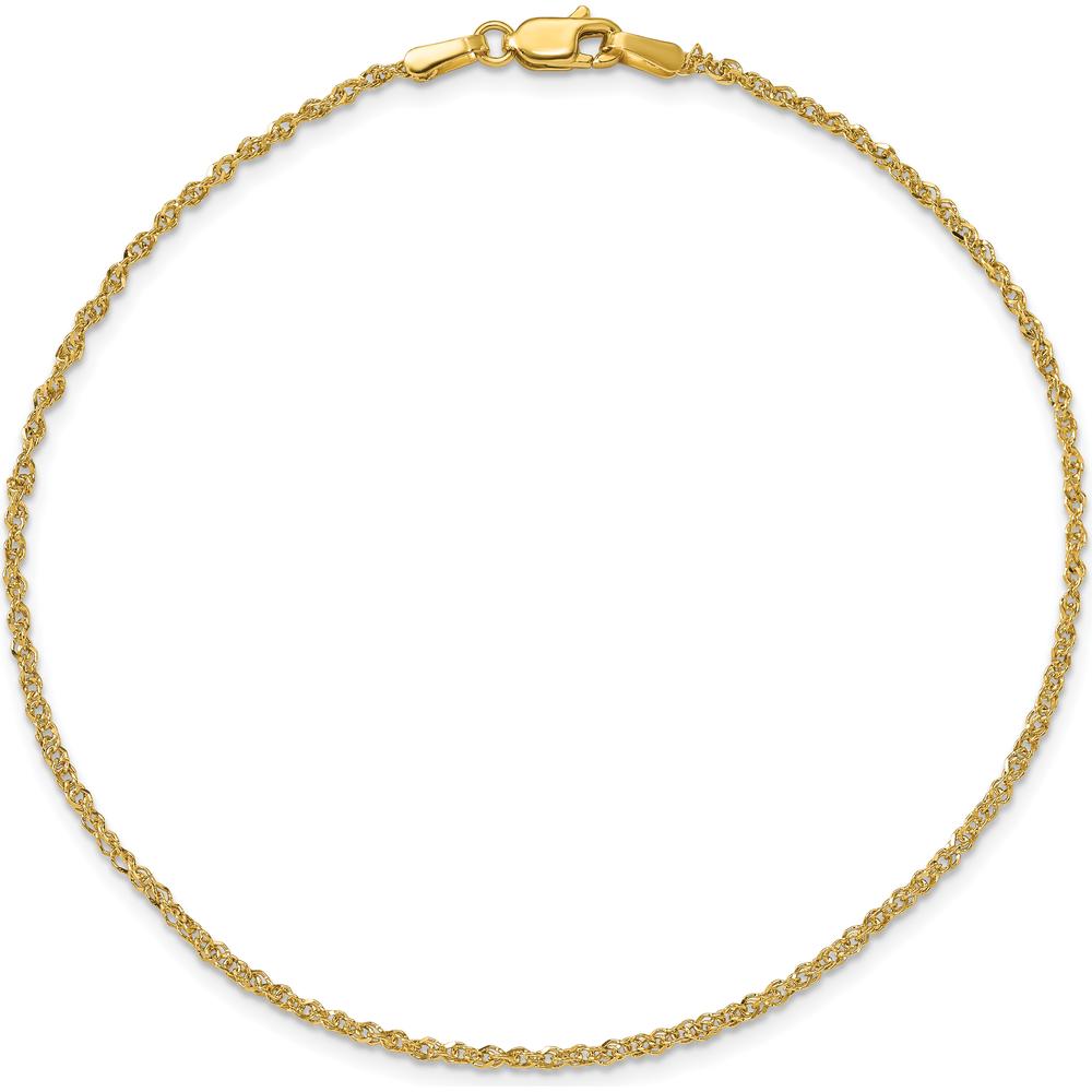 14K Yellow Gold 10" Ropa Chain Anklet with Lobster Clasp by 0
