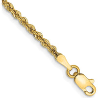 14K Yellow Gold 10" Rope Chain Anklet with Lobster Clasp - 2.25mm