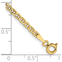 14K Yellow Gold 10" Semi-Solid Anchor Chain Anklet with Spring Ring Clasp by Oro Pregiato