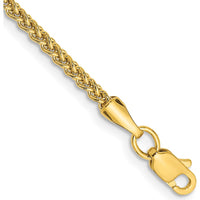 14K Yellow Gold 10" Semi-Solid Wheat Anklet with Lobster Clasp by Oro Pregiato