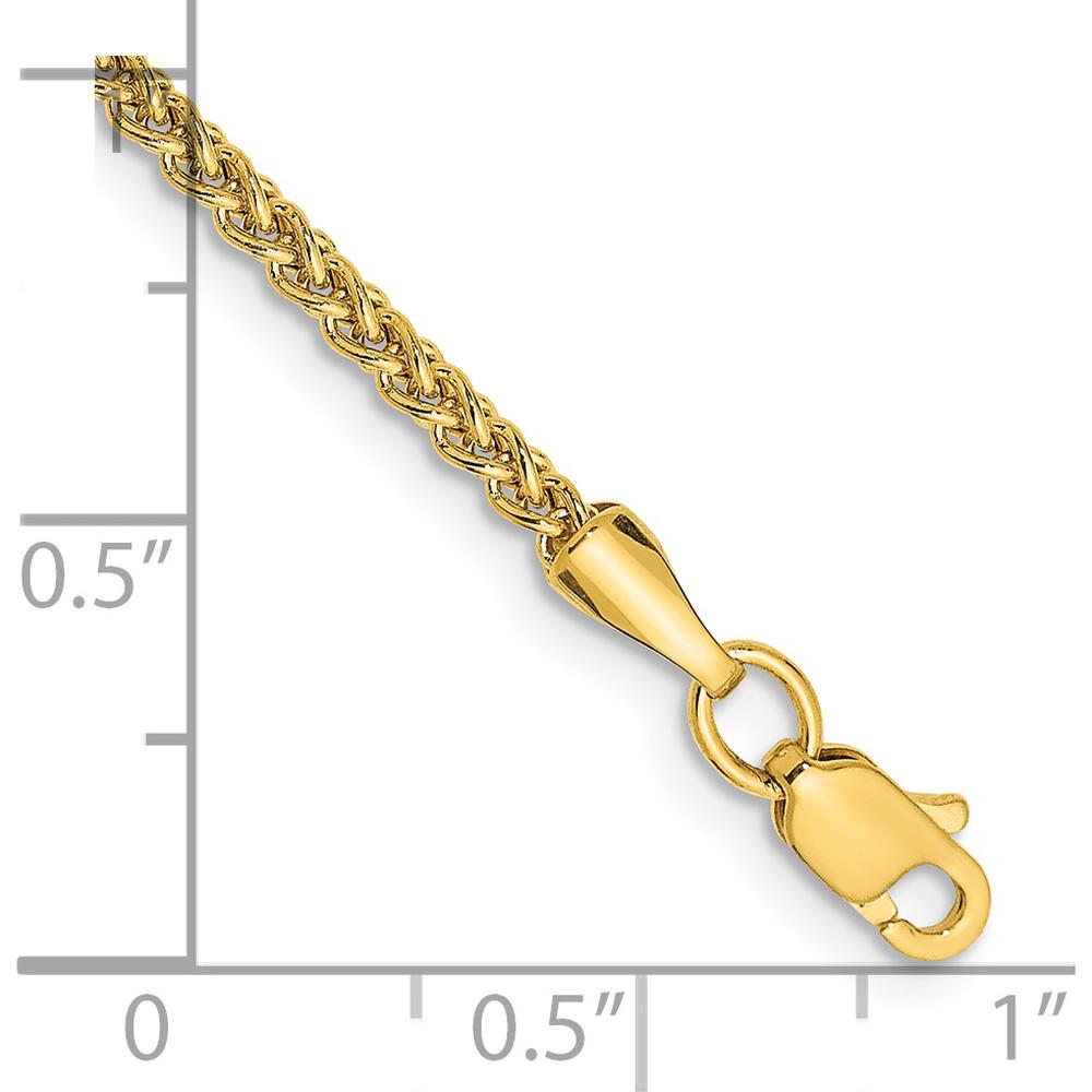 14K Yellow Gold 10" Semi-Solid Wheat Anklet with Lobster Clasp by Oro Pregiato