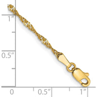 14K Yellow Gold 10" Singapore Chain Anklet with Lobster Clasp by Oro Pregiato