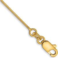 14K Yellow Gold 10" Snake Chain Anklet with Lobster Clasp by Oro Pregiato