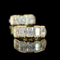 14K Yellow Gold 10-Stone Radiant Cut Lab Diamond Huggie Earrings with Half Bezel Setting - 2.96 Carats Total Diamond Weight - Covaloro Fine Jewelry