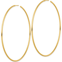 14K Yellow Gold 100mm Polished Tube C-Hoop Post Earrings by 0
