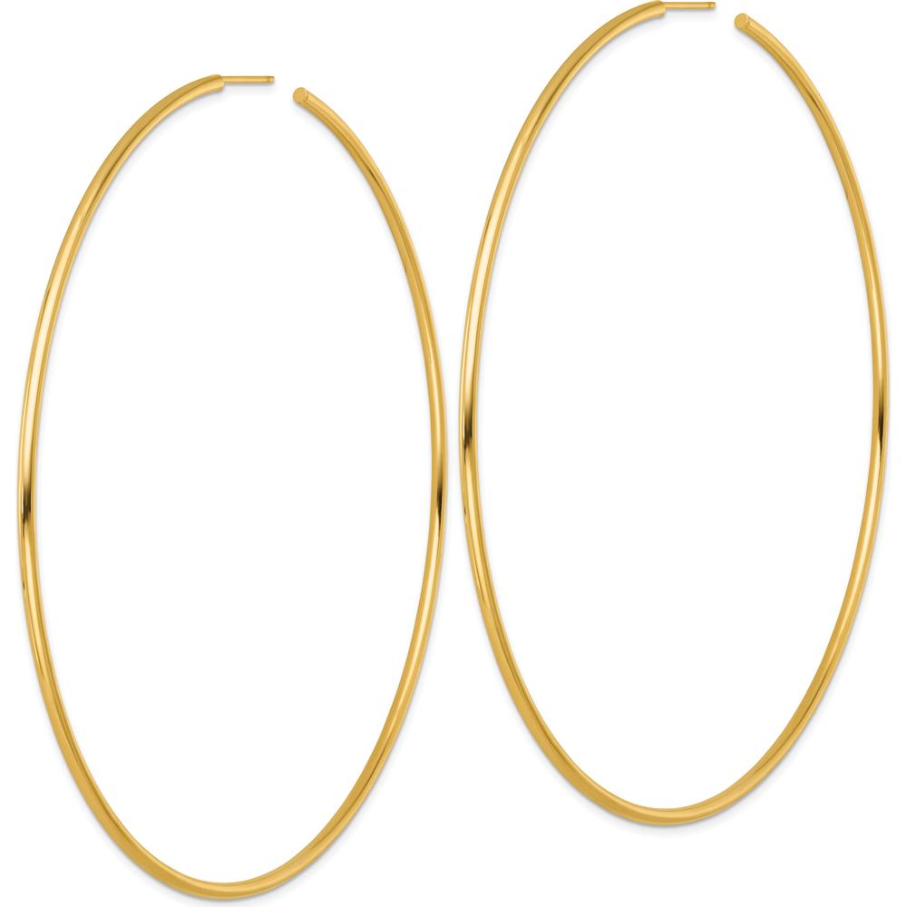 14K Yellow Gold 100mm Polished Tube C-Hoop Post Earrings by 0