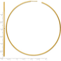 14K Yellow Gold 100mm Polished Tube C-Hoop Post Earrings by 0