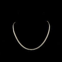14K Yellow Gold 108-Stone Tennis Necklace with Bezel Set Round Lab Diamonds - 5.72 Carat Total Weight, E-F Color, VS1 Clarity - Covaloro Fine Jewelry
