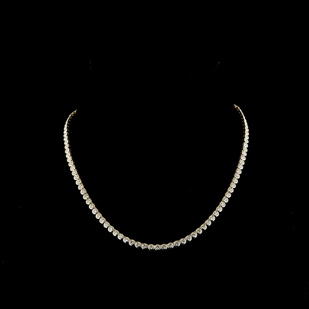 14K Yellow Gold 108-Stone Tennis Necklace with Bezel Set Round Lab Diamonds - 5.72 Carat Total Weight, E-F Color, VS1 Clarity - Covaloro Fine Jewelry