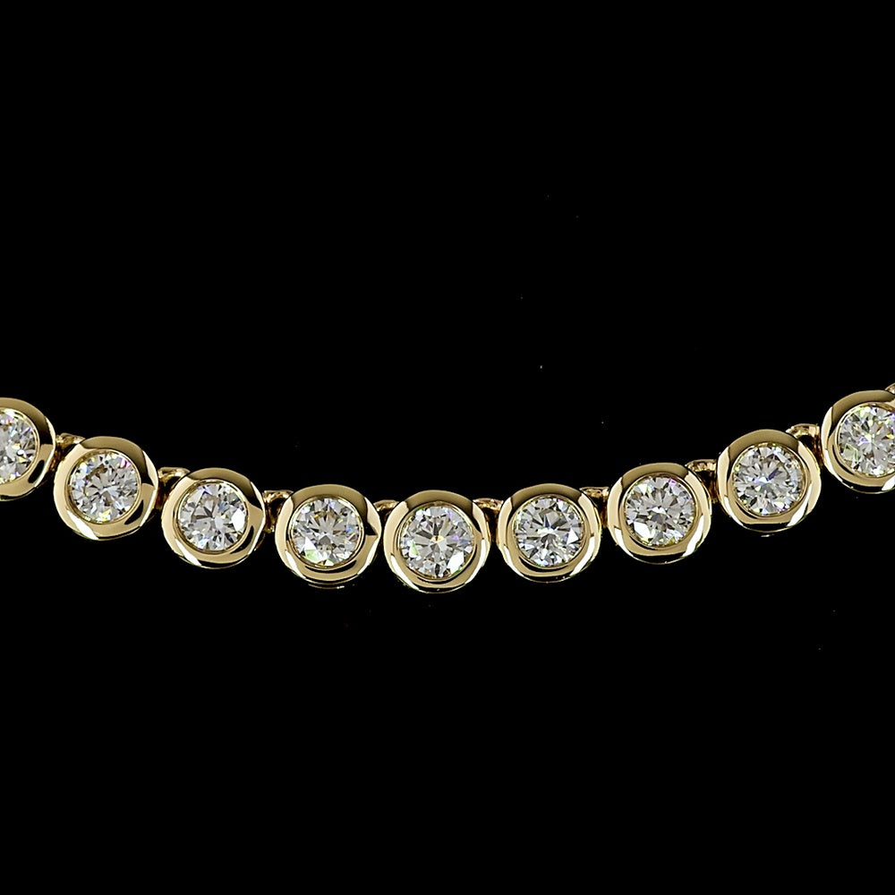 14K Yellow Gold 108-Stone Tennis Necklace with Bezel Set Round Lab Diamonds - 5.72 Carat Total Weight, E-F Color, VS1 Clarity - Covaloro Fine Jewelry