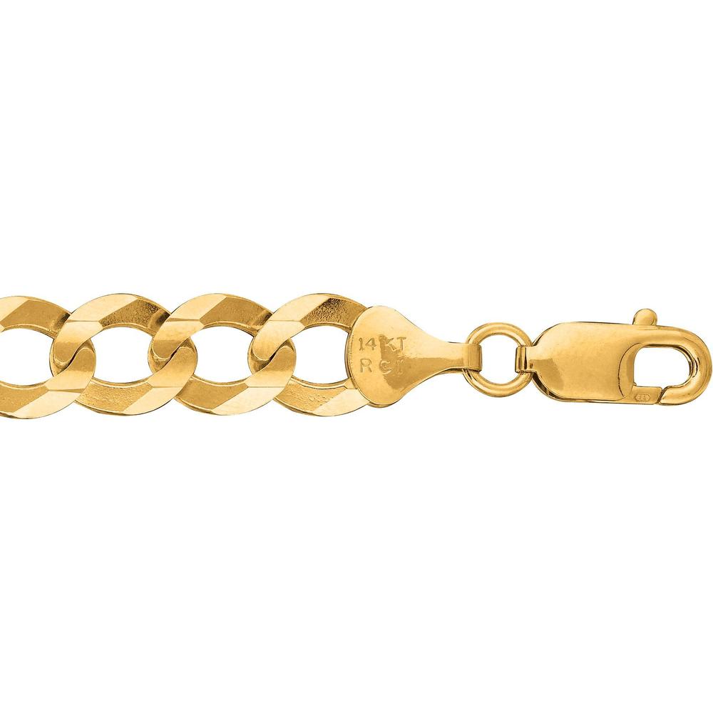 14K Yellow Gold 10mm Comfort Curb Chain Necklace - 26" with Lobster Lock by Orozza Fine Jewelry