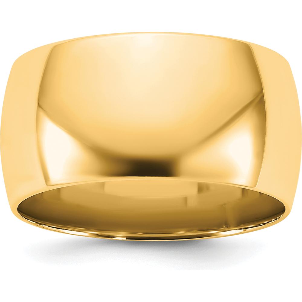 14K Yellow Gold 10mm Comfort Fit Domed Wedding Band - Unisex, Polished Finish by Luciano & Cie