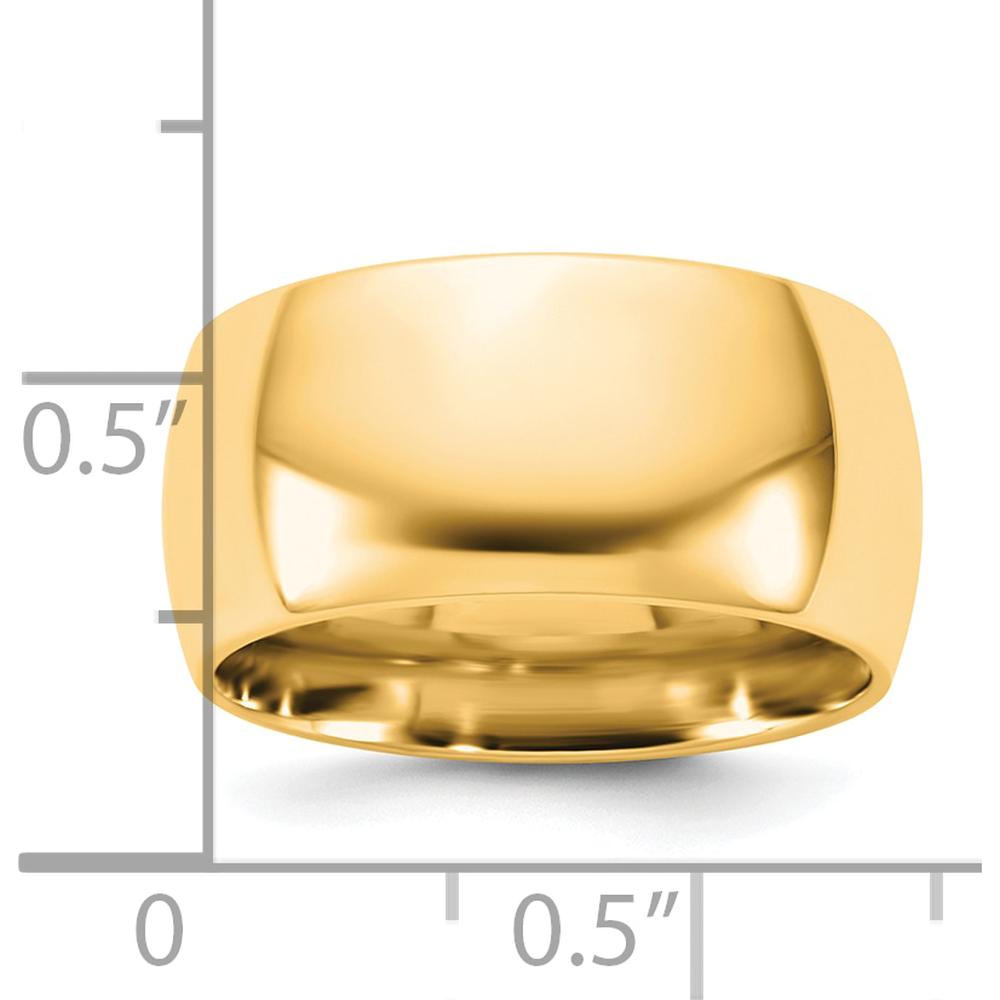 14K Yellow Gold 10mm Comfort Fit Domed Wedding Band - Unisex, Polished Finish by Luciano & Cie
