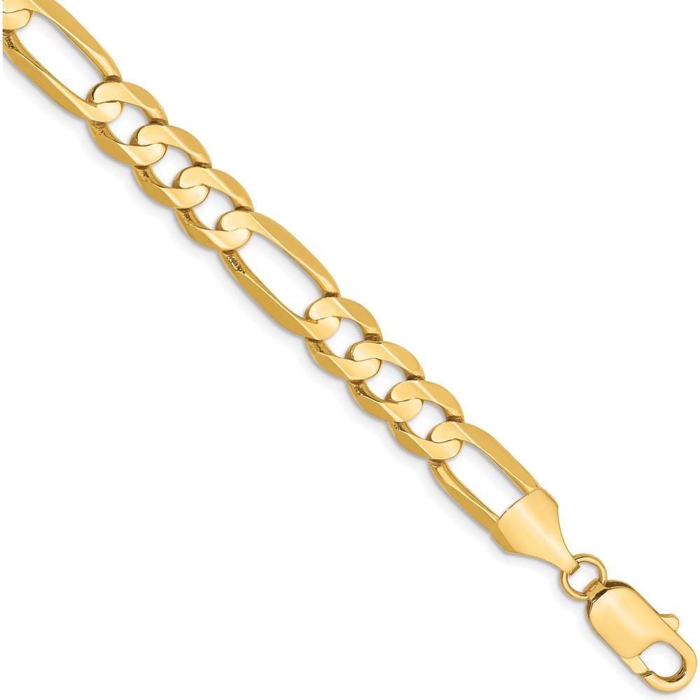 14K Yellow Gold 10mm Concave Open Figaro Chain Anklet - 9 inches by Oro Pregiato