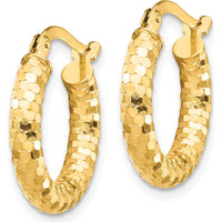 14K Yellow Gold 10mm Diamond-Cut Textured Small Hoop Earrings by 0