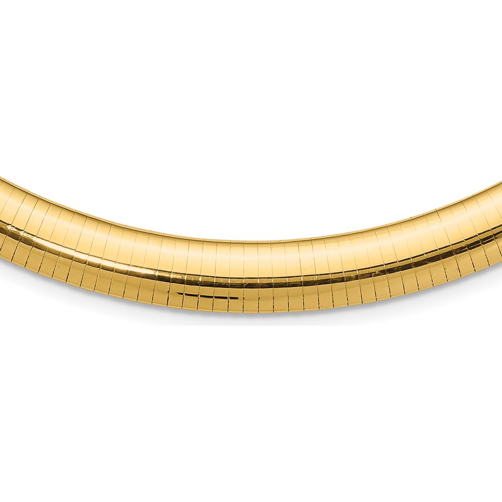14K Yellow Gold 10mm Domed Omega Necklace - 18 inches, Polished Finish by Oro Pregiato
