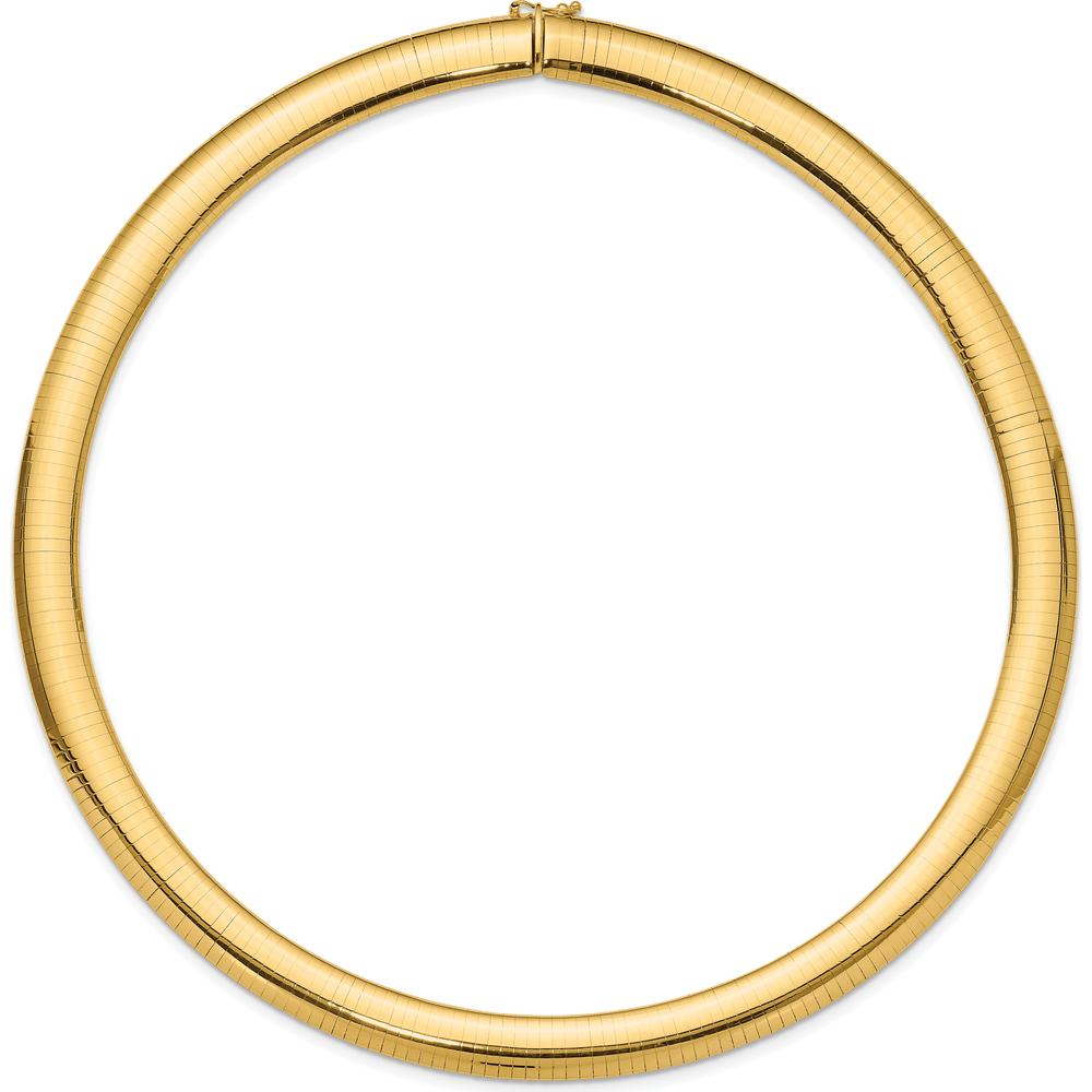 14K Yellow Gold 10mm Domed Omega Necklace - 18 inches, Polished Finish by Oro Pregiato