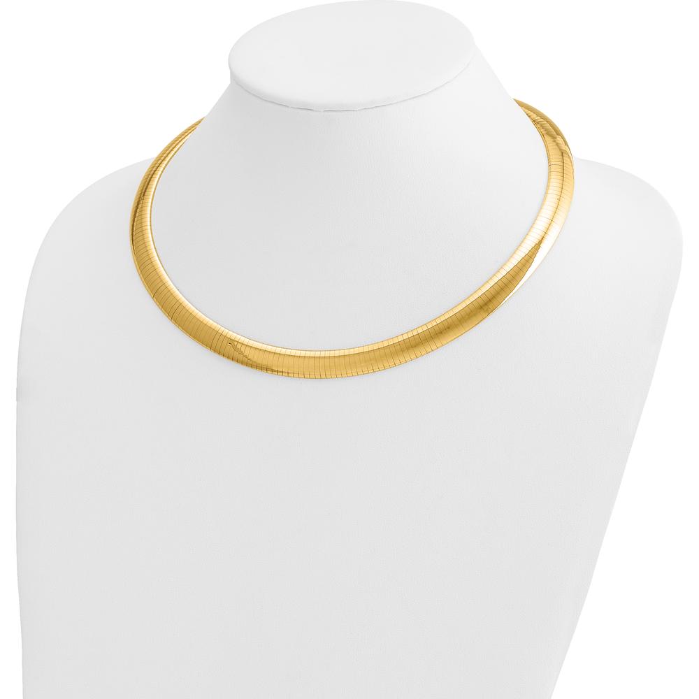 14K Yellow Gold 10mm Domed Omega Necklace - 18 inches, Polished Finish by Oro Pregiato