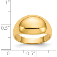 14K Yellow Gold 10mm Domed-top Tapered Cigar Band Ring - Polished Finish by Oro Pregiato