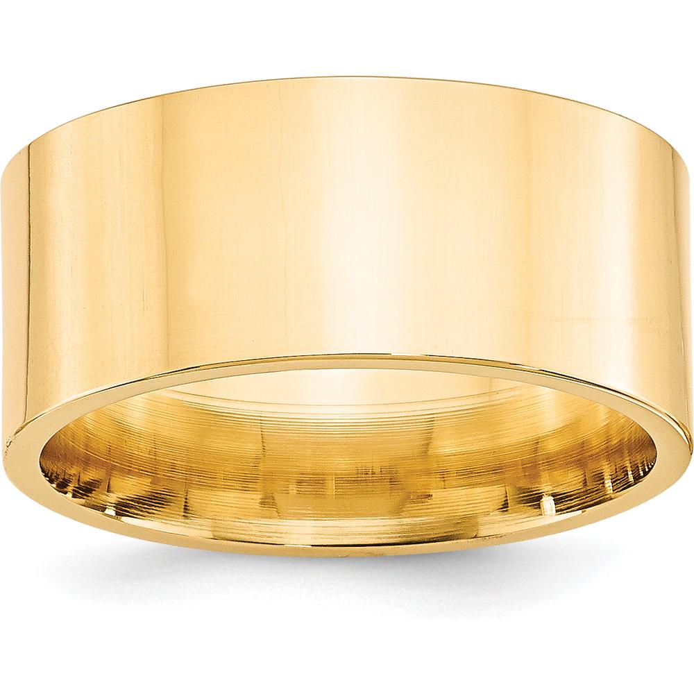 14K Yellow Gold 10mm Flat Comfort Fit Wedding Band - Size 7 by Luciano & Cie