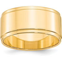 14K Yellow Gold 10mm Flat Wedding Band with Step Edge - Size 13 by Luciano & Cie