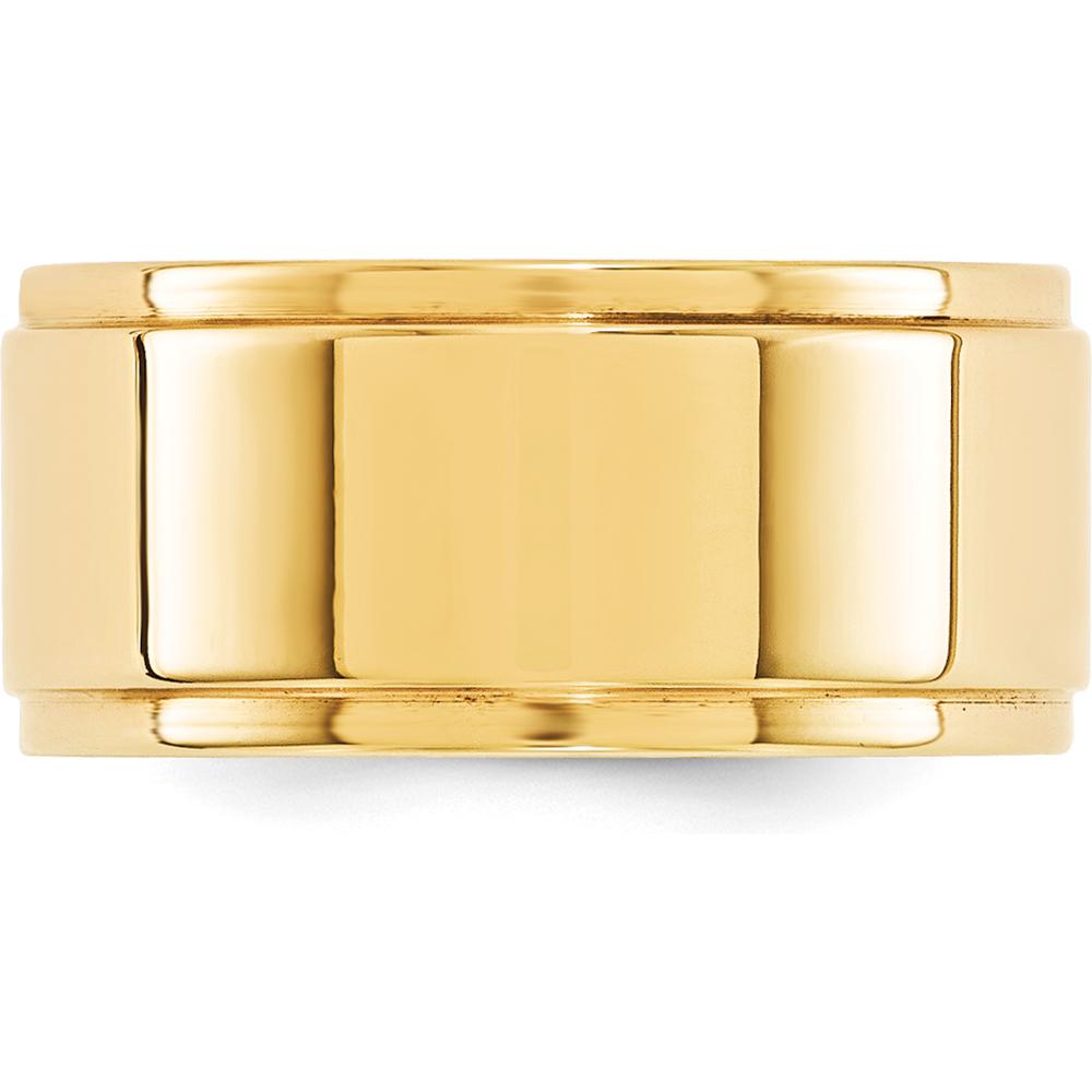 14K Yellow Gold 10mm Flat Wedding Band with Step Edge - Size 13 by Luciano & Cie