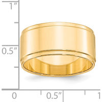 14K Yellow Gold 10mm Flat Wedding Band with Step Edge - Size 13 by Luciano & Cie