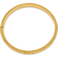 14K Yellow Gold 10mm Florentine Engraved Hinged Bangle Bracelet with Diamond-Cut Texture and Box Catch Clasp - 8" Length by Oro Pregiato