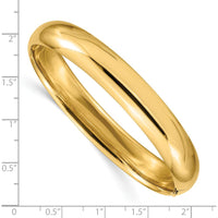 14K Yellow Gold 10mm High Polished Hinged Oval Bangle Bracelet - Elegant Women's Jewelry by Oro Pregiato