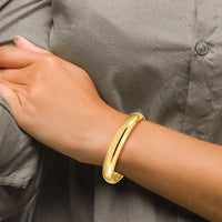 14K Yellow Gold 10mm High Polished Hinged Oval Bangle Bracelet - Elegant Women's Jewelry by Oro Pregiato
