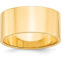 14K Yellow Gold 10mm Lightweight Flat Wedding Band - Polished Finish, Size 9.5 by Luciano & Cie