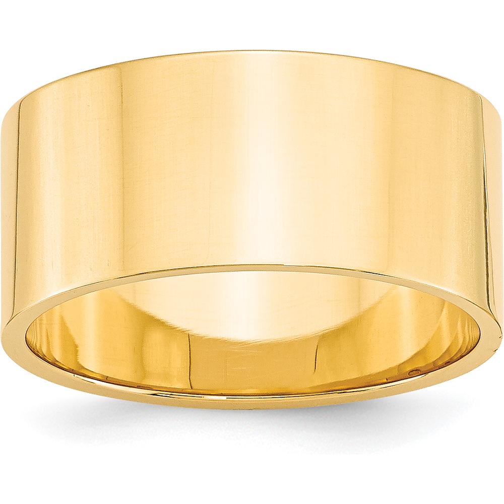 14K Yellow Gold 10mm Lightweight Flat Wedding Band - Polished Finish, Size 9.5 by Luciano & Cie