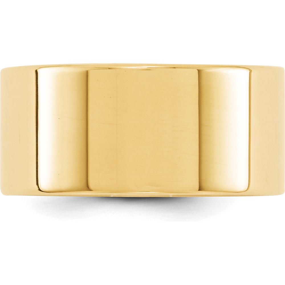14K Yellow Gold 10mm Lightweight Flat Wedding Band - Polished Finish, Size 9.5 by Luciano & Cie