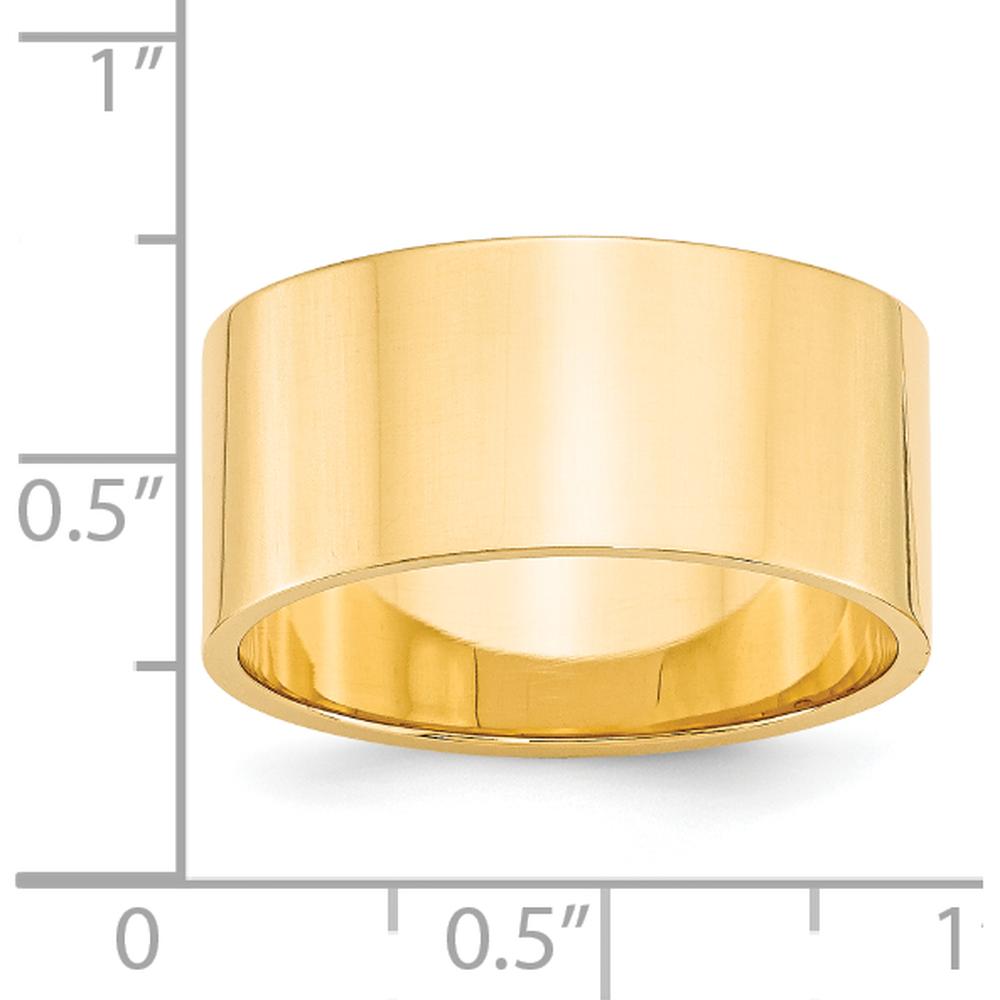 14K Yellow Gold 10mm Lightweight Flat Wedding Band - Polished Finish, Size 9.5 by Luciano & Cie