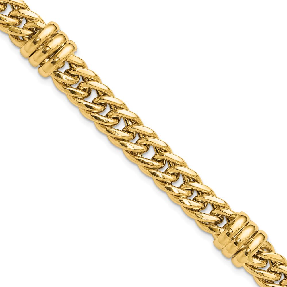 14K Yellow Gold 10mm Polished Fancy Curb Link Bracelet - 7.5" Length by Oro Pregiato