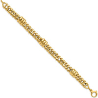 14K Yellow Gold 10mm Polished Fancy Curb Link Bracelet - 7.5" Length by Oro Pregiato