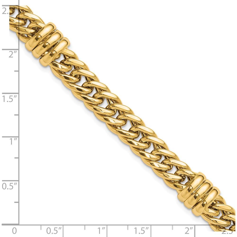 14K Yellow Gold 10mm Polished Fancy Curb Link Bracelet - 7.5" Length by Oro Pregiato