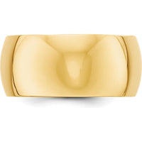 14K Yellow Gold 10mm Polished Half-Round Wedding Band - Size 10.5, Sizable and Engravable by Luciano & Cie