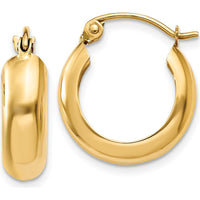 14K Yellow Gold 10mm Polished Round Hoop Earrings - 4.75mm Width by 0